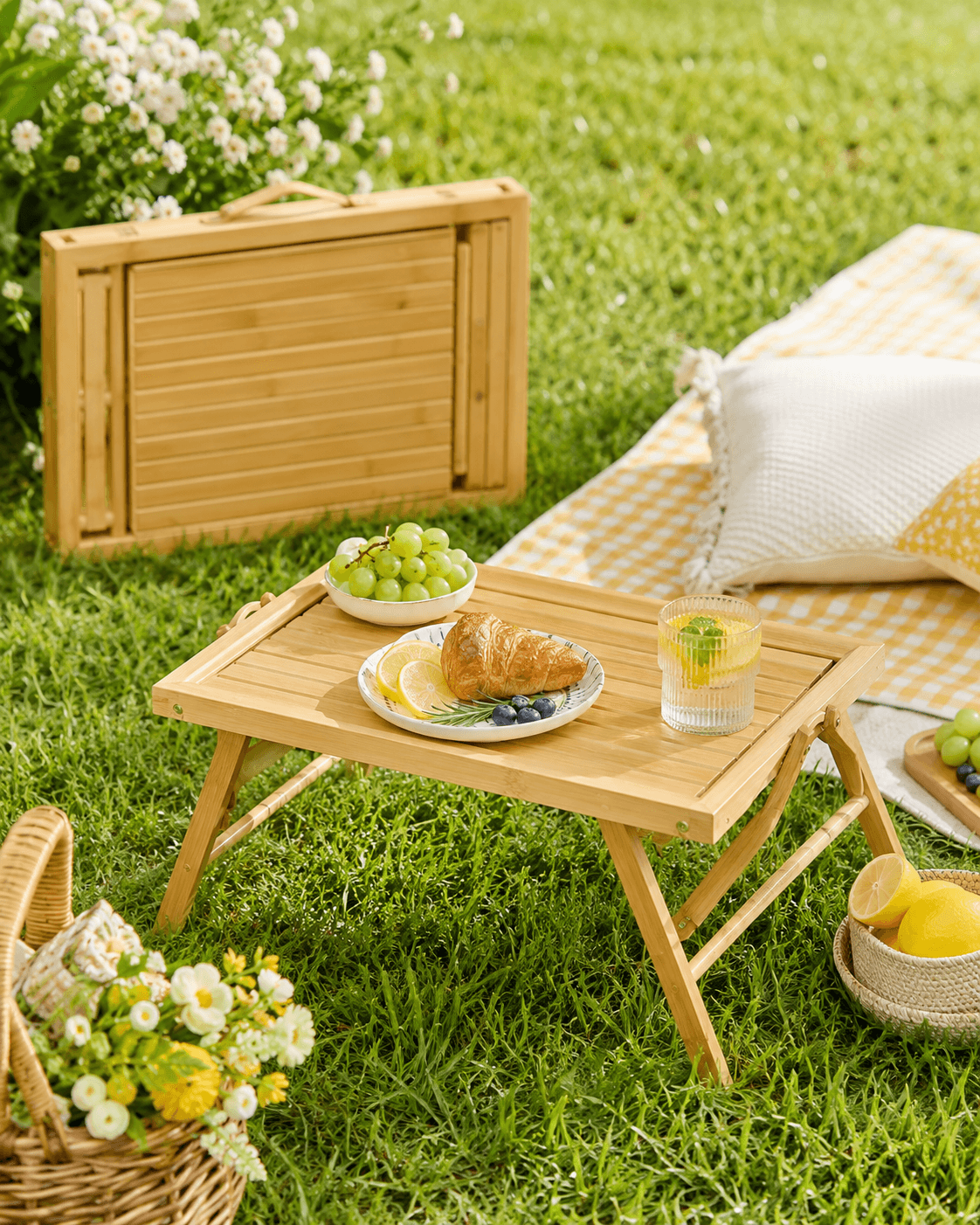Foldable Picnic Side Table arranged for an outdoor table