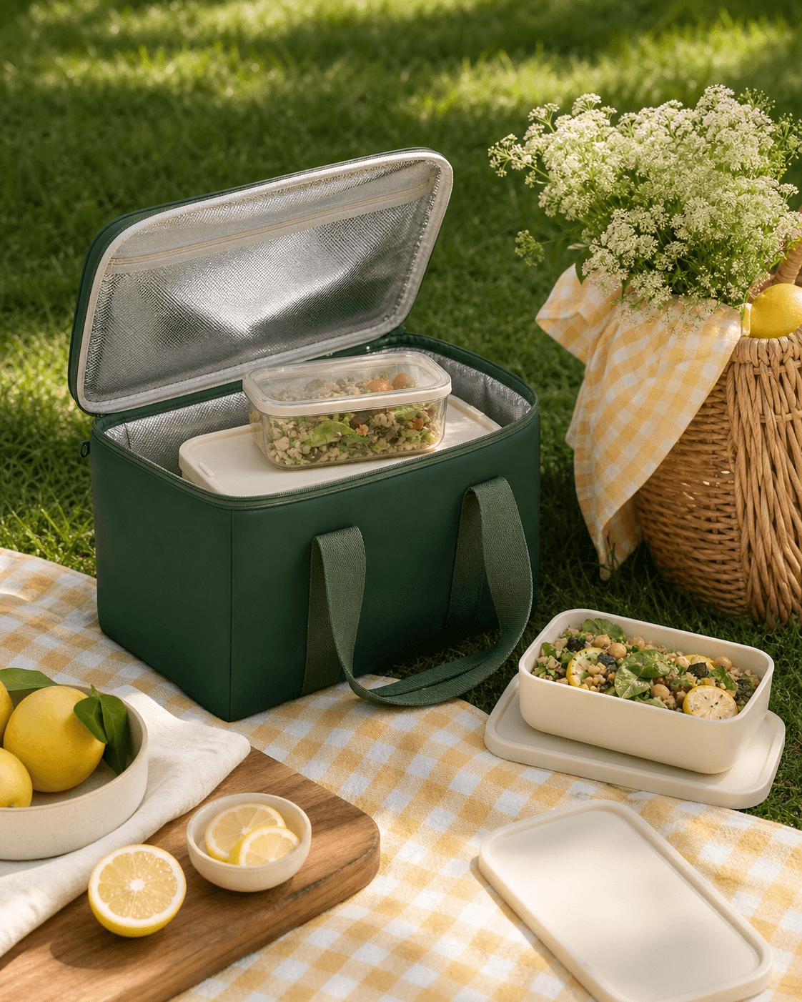 Insulated Cool Bag 20L arranged for an outdoor table
