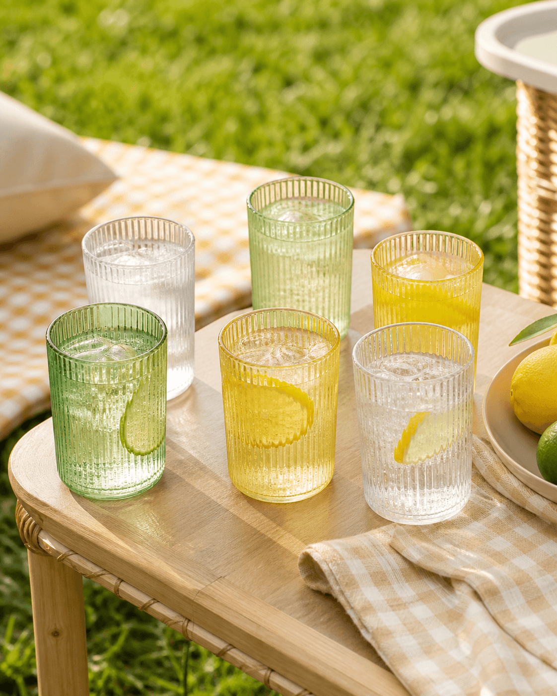 Unbreakable Tumbler Set 6-Pack arranged for an outdoor table